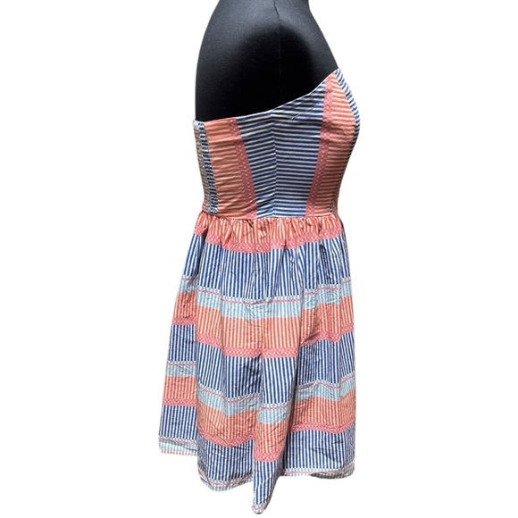 Bebop Strapless Button-Up Cotton Striped Summer Vacay-Ready Dress Size XL - Picture 3 of 6
